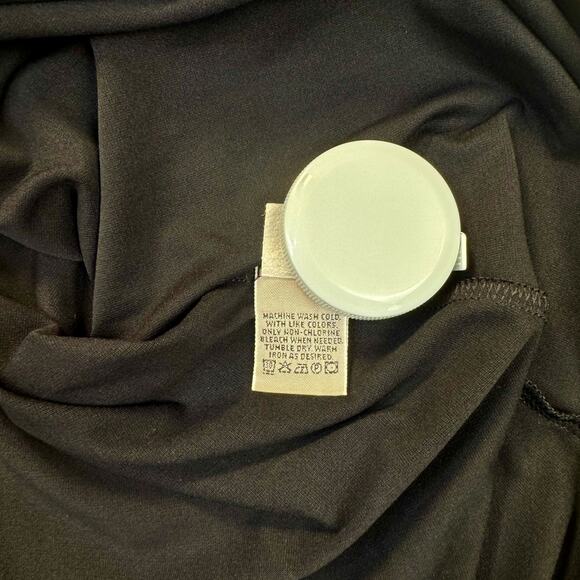 VTG AKA Eddie Bauer Black A-Line Dress Women's Medium Stretch Midi Workwear - Picture 8 of 14